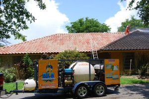 Pressure cleaning a roof in Kendall Florida